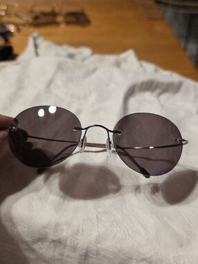 Rimless Oval Sunglasses - Smoke Lenses